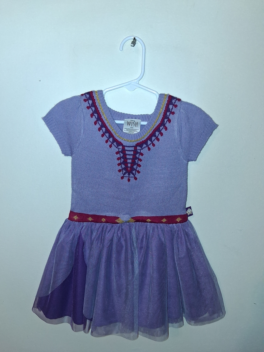 Wish Purple Knit & Tulle Dress with Red Accents